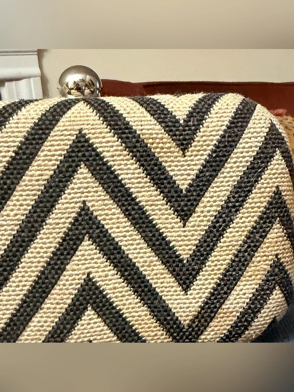 Ann Taylor LOFT Chevron Weave Box Clutch – Black & White Minaudière